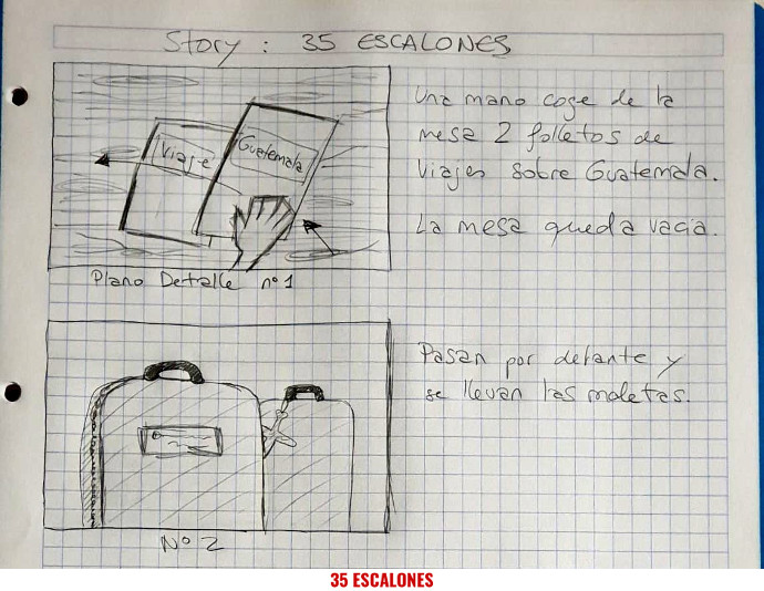Storyboard del booktrailer de 35 ESCALONES