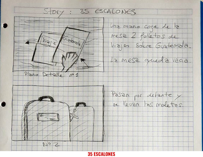 Storyboard del booktrailer de 35 ESCALONES